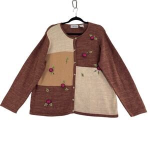 Vintage Cabincreek color block flower cardigan size XL